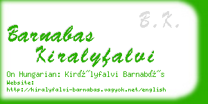 barnabas kiralyfalvi business card